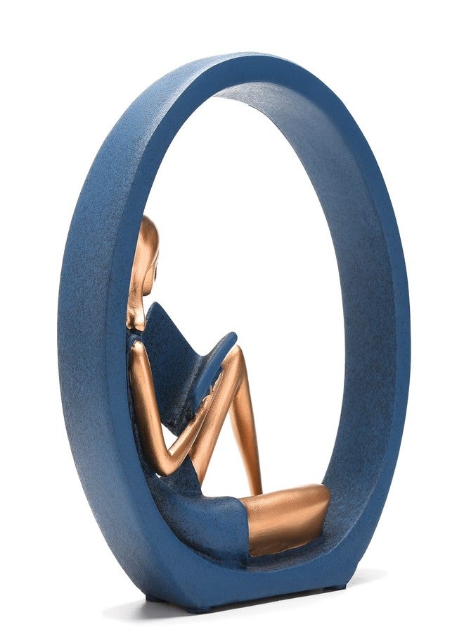 BRABUD Resin Yoga Girl Reading Book Statue Sitting in Circle Figurine Modern Aesthetic Decoration for Home TV Cabinet Bookshelf Desktop Bedroom Shop TQGJBS301 - Image 3
